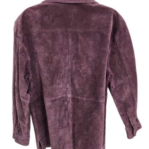 Savannah Suede Shirt Jacket Mauve Purple Leather Button Front Women’s M - Picture 5 of 8